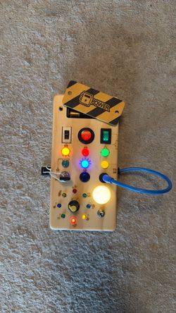 Wooden Busy Board with Lights and Switches