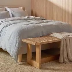 Parachute White Oak Bluff Papercord Woven Bench Dining Bedroom