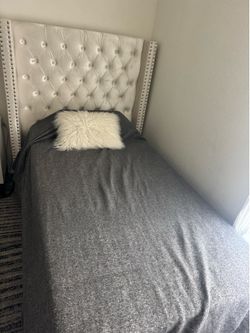 White velvet twin bed frame