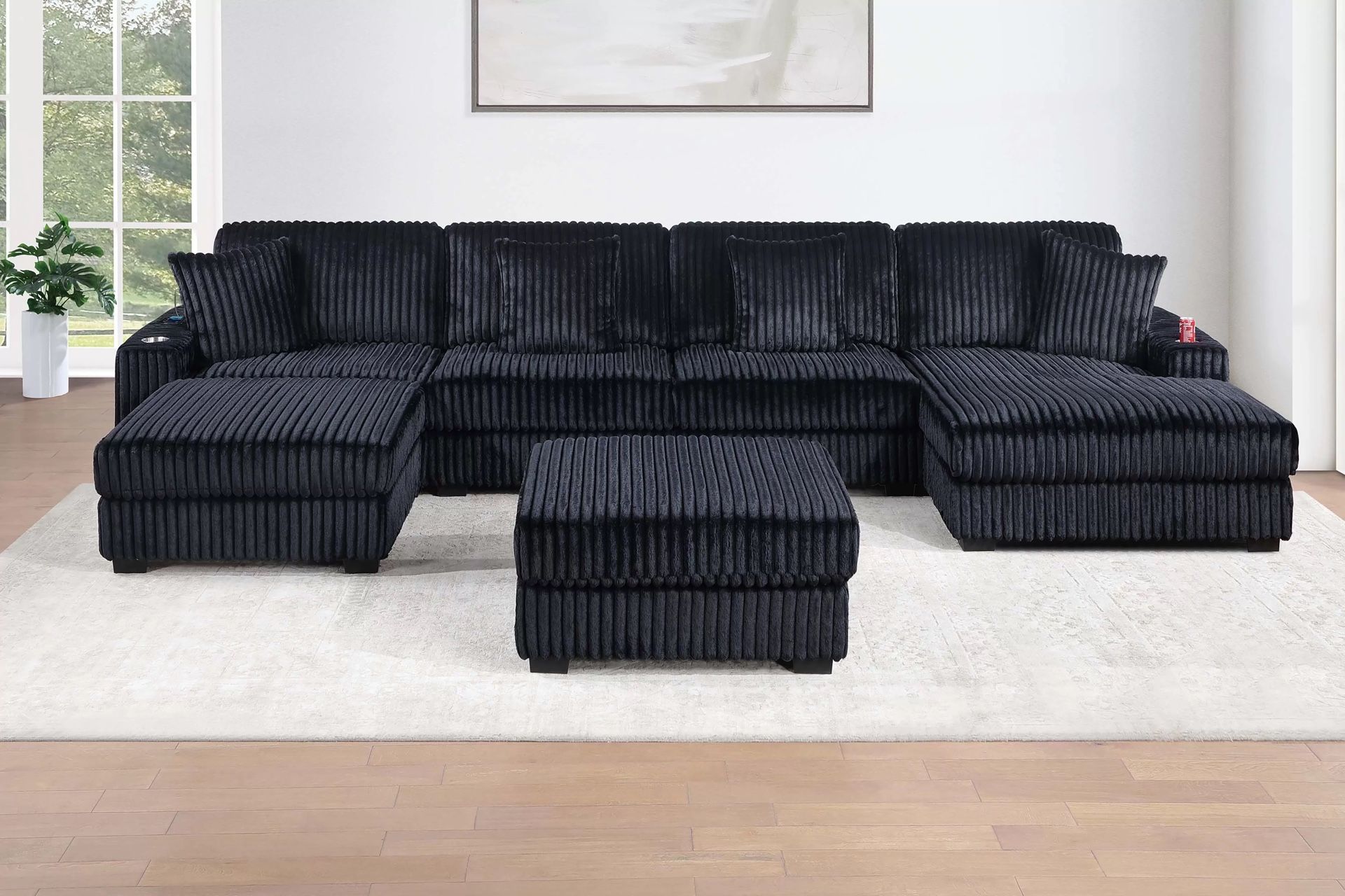 Brand New Modular Comfy Corduroy Sectional Set 