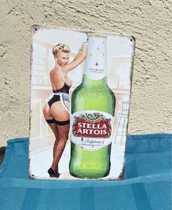 Vintage Metal Tin Sign 12x8” Bar Wall Decor