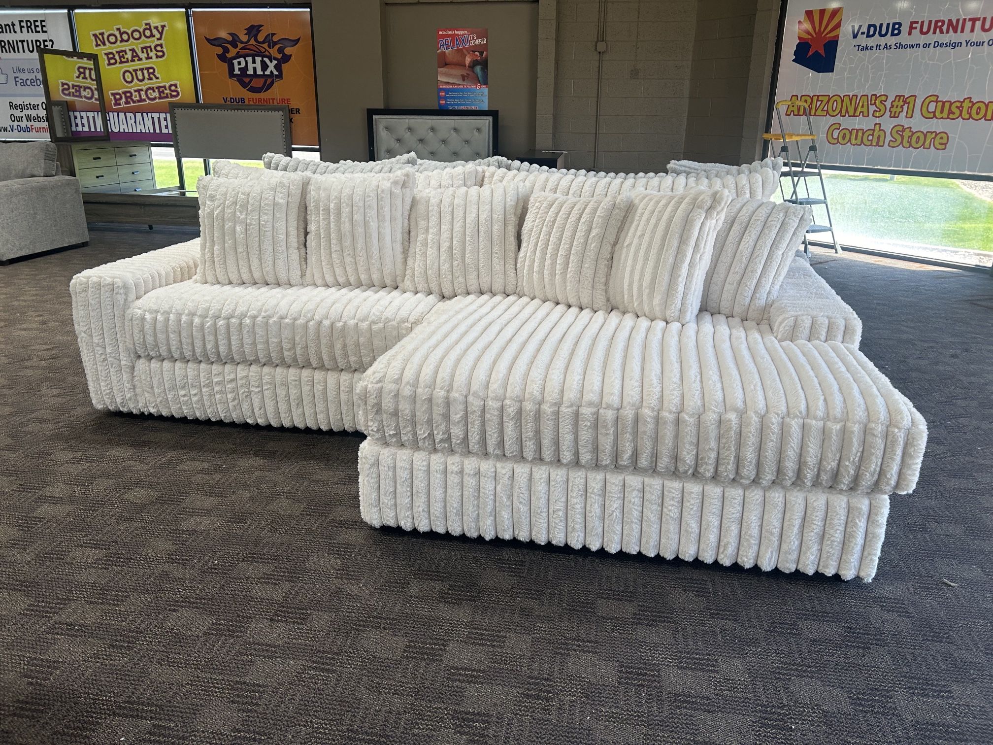 Big Soft White Cream Sectional Couch
