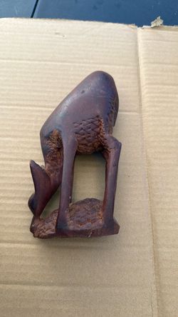 Hand-Carved Wooden Fish Sculpture