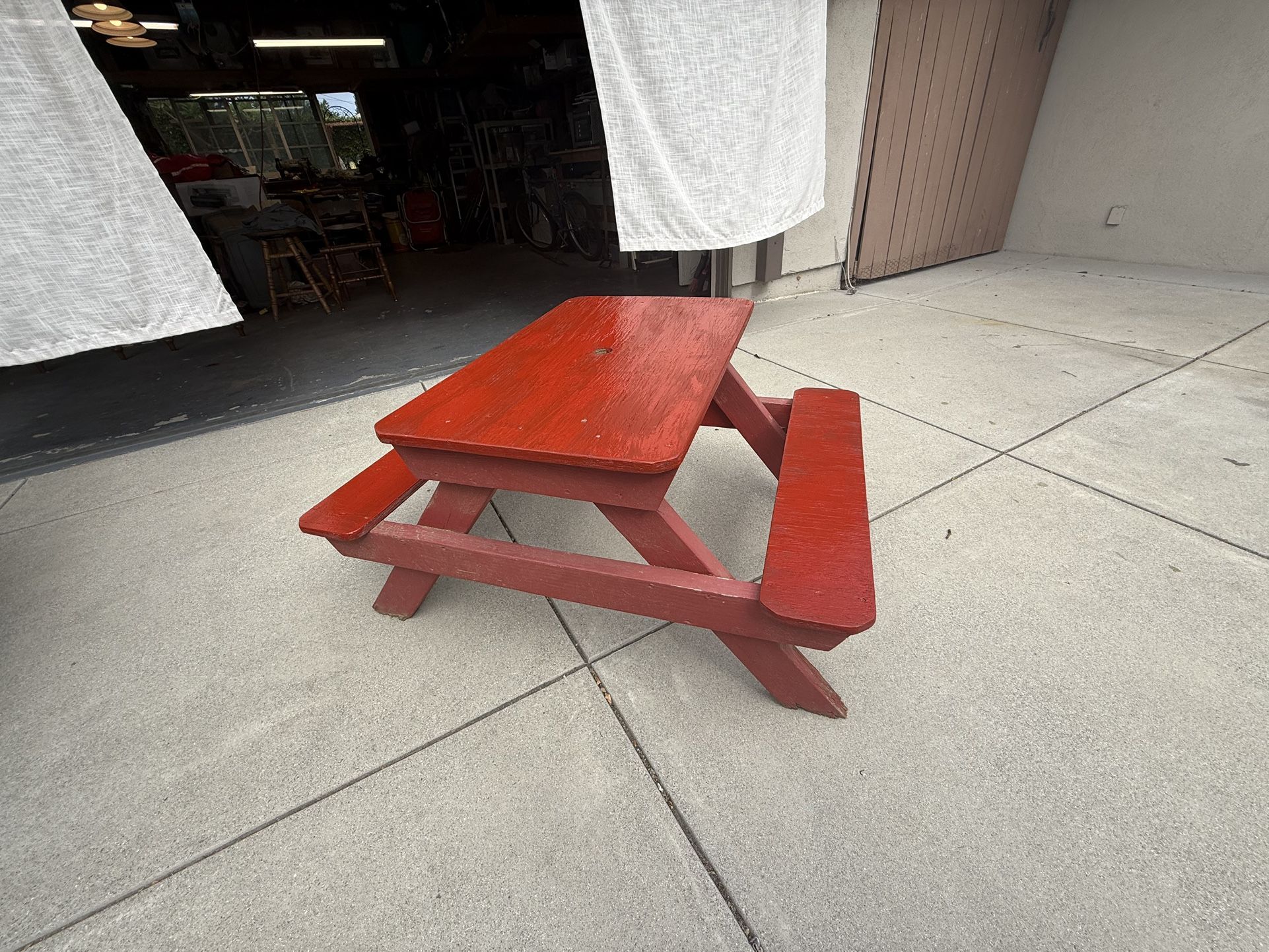 Red Wooden Kids’ Picnic Bench