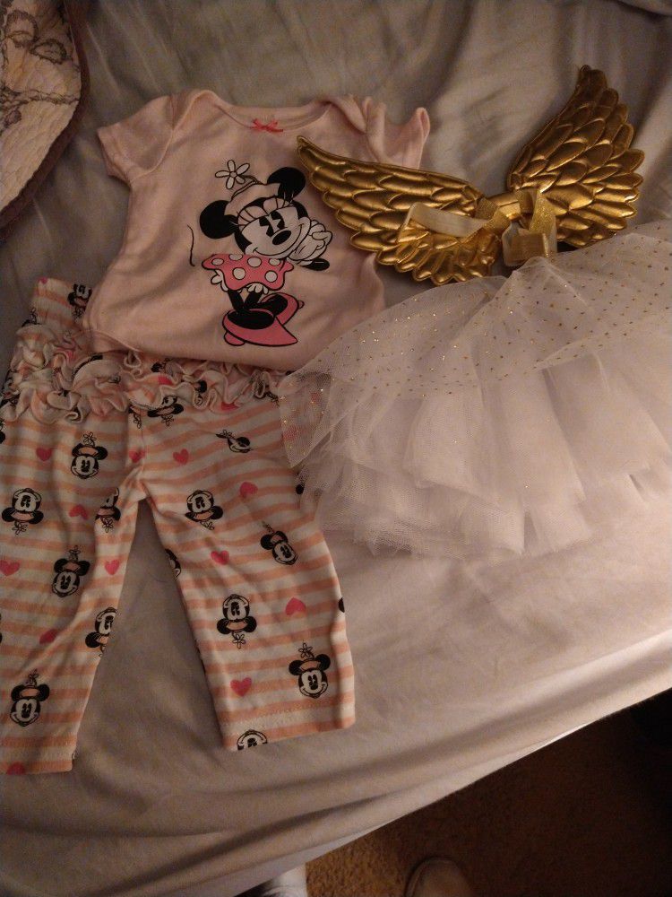 Minnie Mouse Set And Tutu With Angel Wings