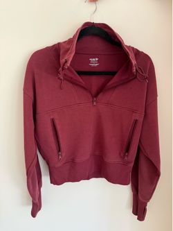 NEW Old Navy Active Dynamic Fleece Cropped Half-Zip Hoodie | Size S | Burgundy