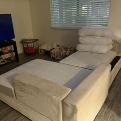 NEED GONE ASAP -White Corduroy Couch