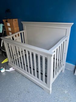 Baby Crib Gray Wooden