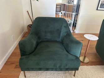 Green Velvet Accent Chair with Gold Legs