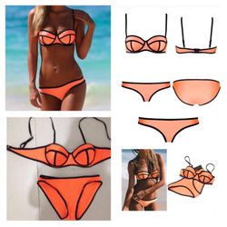 Orange neoprene bikini set