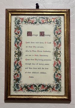 Vintage Framed Marriage Blessing; Made in Italy; Excellent Condition; 7 1/4” x 10”