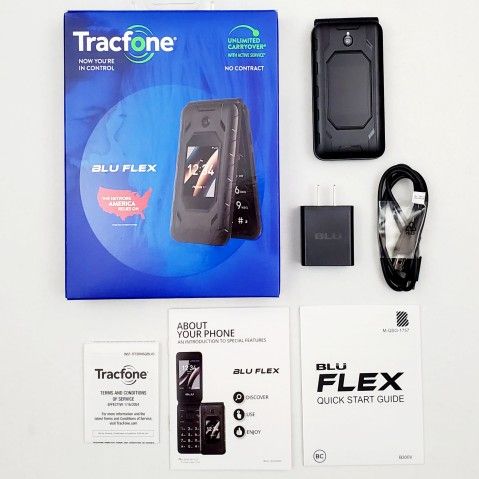 Tracfone BLU Flex Black Prepaid Basic Dumb Flip Feature Cell Phone 4G LTE B300V