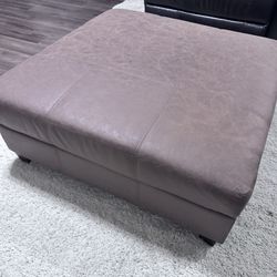 Used Suede Leather Ottoman