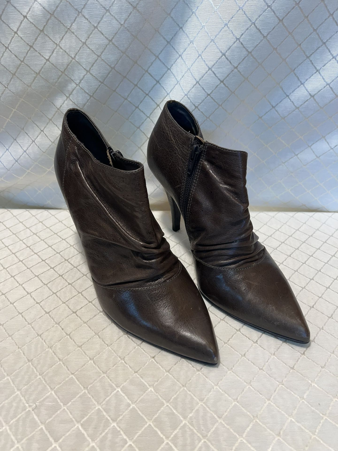 Aldo Chic Brown Leather Slouch Stiletto Ankle Booties EU 39 US 8.5