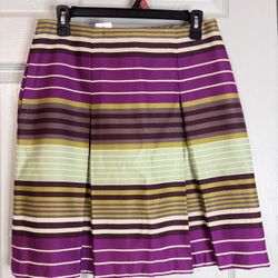 J. McLaughlin Womens Skirt 6 Striped Preppy Pleated Pockets Zip Vintage EUC