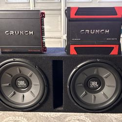JBL 12 inch SUBS With 2 CRUNCH Amplifiers