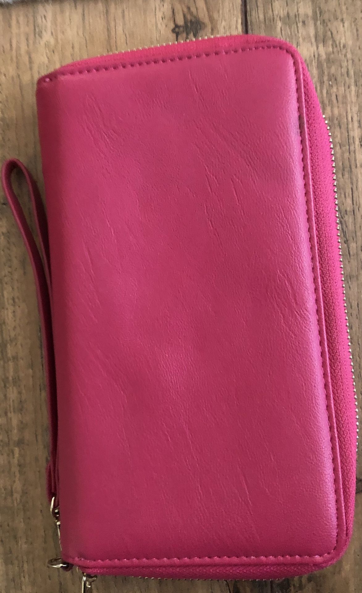 Pink Faux Leather Cell Wristlet