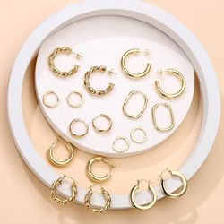 14K Real Gold Plated Women Gold Jewelry Hoop Earrings Lightweight