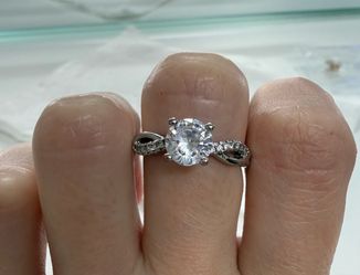 Moissanite Ring 1ct Silver Adjustable Sizing Engagement Promise used