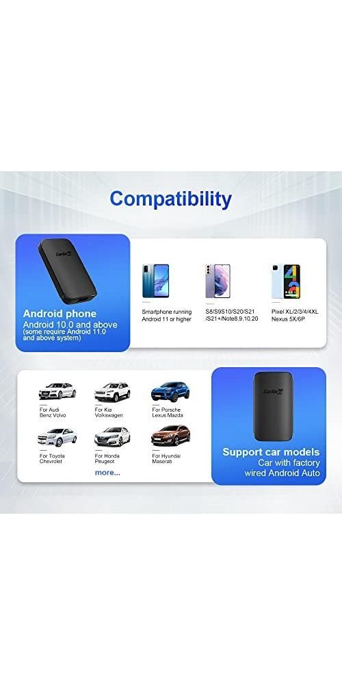 Android Auto Wireless Adapter Carlinkit A2A Dongle for OEM Wired AA Car 2023 Plug and Play 5Ghz WiFi Auto Connect No Delay Online Update
