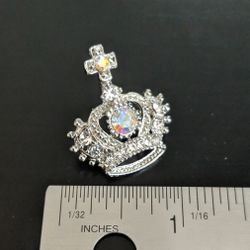Silver Princess Crown Jeweled Hair Clip