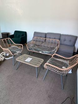 4-Piece Rattan Patio Conversation Set