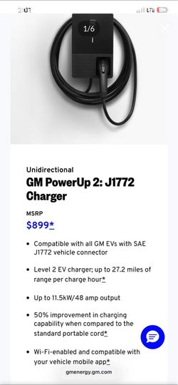 GM PowerUp 2 J1772 Level 2 EV Charger