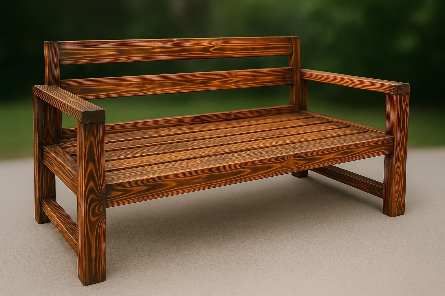 Handcrafted Japanese Scorched Wood Sofa + Chair Set – Solid Pine – Indoor/Outdoor Seating