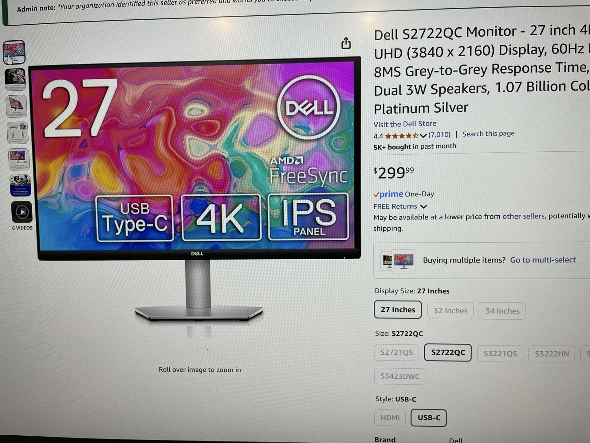 Dell 27 In 4k Monitor