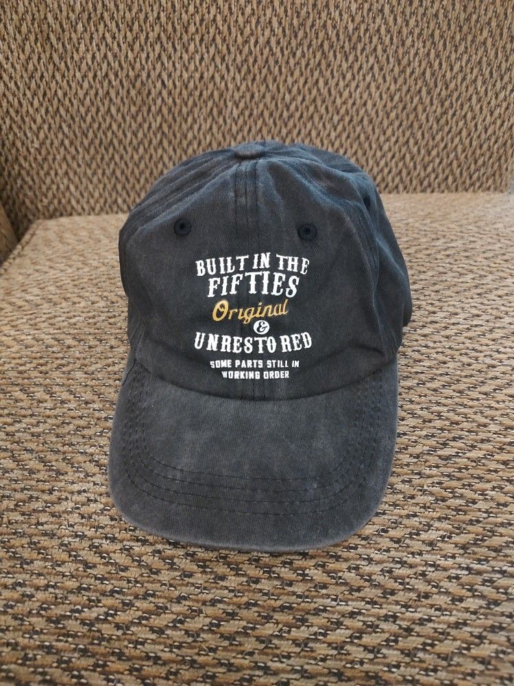 BUILT IN THE FIFTIES BASEBALL CAP. ADJUSTABLE STRAP. NEW. PICKUP ONLY.