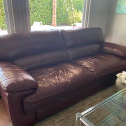 Lazy-boy Leather Couch and Matching Loveseat With Ottoman
