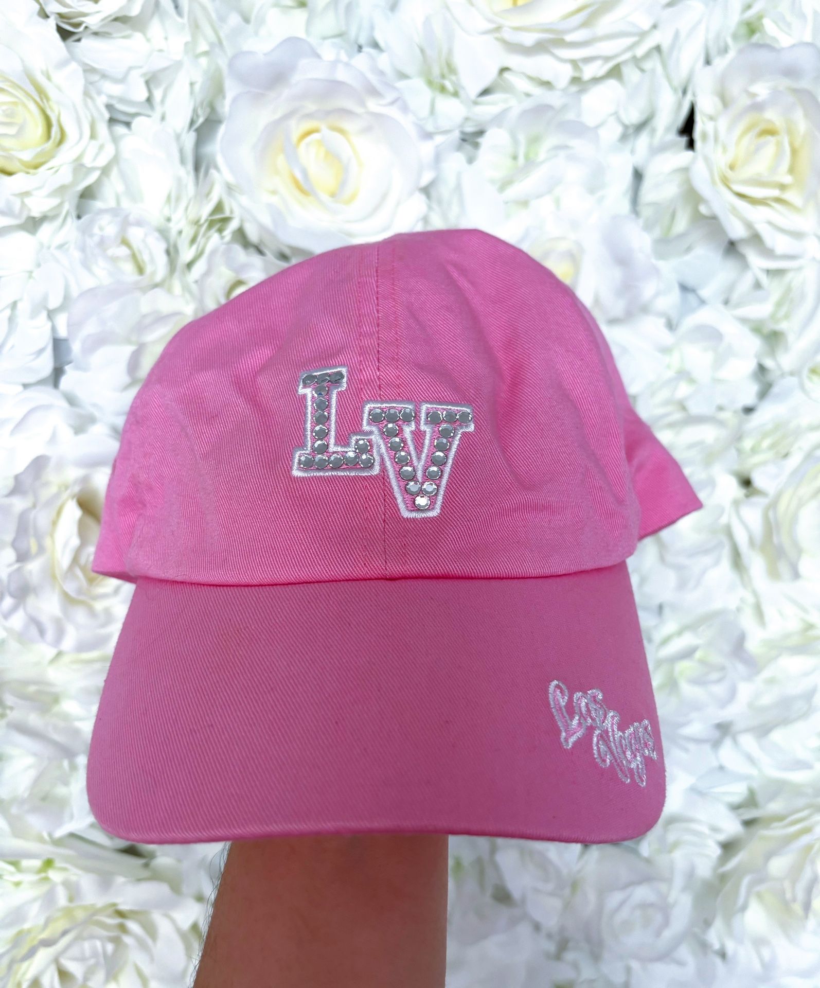 ✨ LV HAT LAS VEGAS HAT PINK LAS VEGAS HAT BLING RHINESTONE HAT BASEBALL CAP✨