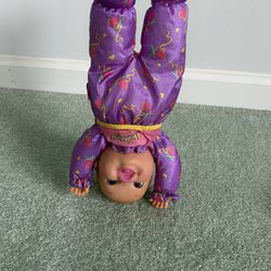 Vintage 1996 baby headstand surprise 14” weighted, head, doll produced by toy biz