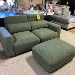 Olive Green Lambswool Loveseat + Ottoman Set Of 3 $380/2pcs