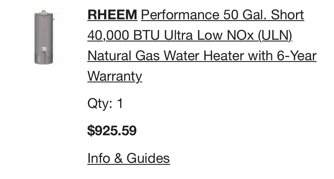 50 Gallon Water Heater Gas 