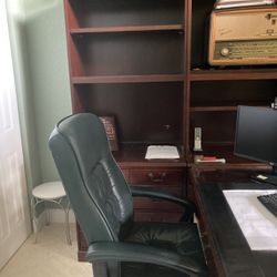 Desk, Wall Unit, and Chair