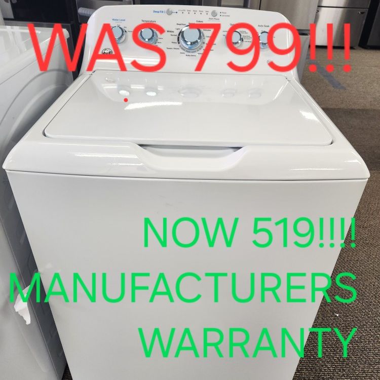 GE 4.6CF WASHER 519! 1 YR MANUFACTURERS WRNTY! 48HR DELIVERY! 0 DOWN 0% FINANCING!