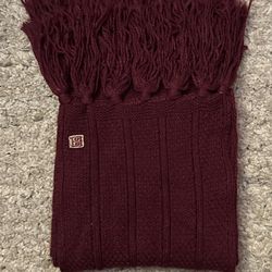 Women’s Purple Stretch Ribbed Tight Knit Fringed Scarf 72” x 7”