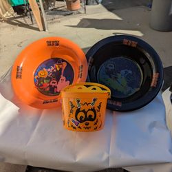 Halloween Bucket And Two Candy Bowls 