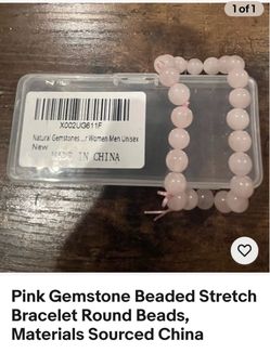 Pink Natural Gemstone Beaded Stretch Bracelet