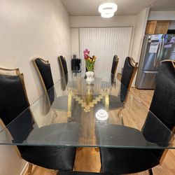 Luxury Kitchen and Dining Table with Tempered Glass Top