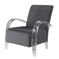 Charcoal and Clear Acrylic Accent Chair