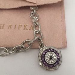 Judith Ripka Sterling '925' Dangle Evil Eye Charm Bracelet