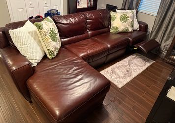 Leather Sectional  with Recliner and Chaise