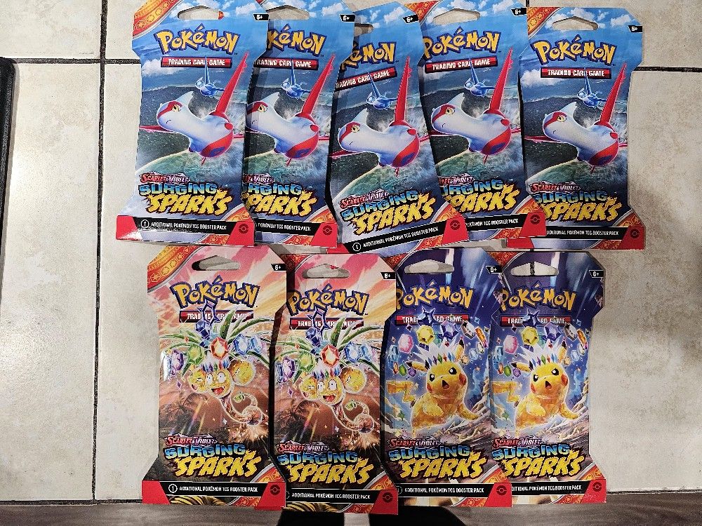 Pokemon TCG Surging Spark Booster Pack Lot (8 Packs) - 80 Cards