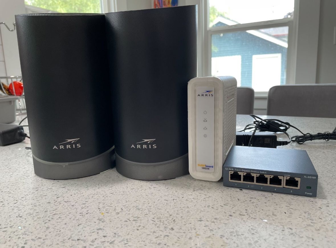 Wi-Fi 6 System, Cable Modem, and Switch