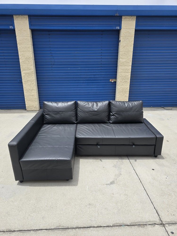 Black Leather Ikea Sectional Pullout Bed