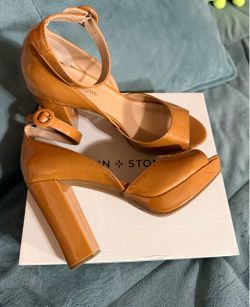 Nin + Stone Patent Block Heel Sandals