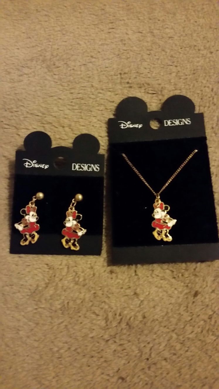 Disney earrings and necklace