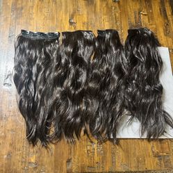 New 20 In Dark Brown To Black Clip In Hair Extensions 